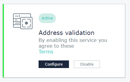 Address validation - Configure